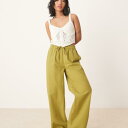エイソス ASOS asos ASOS DESIGN プチリネン風プルオンパンツ(オリーブ) パンツ ボトム レディース 女性 インポートブランド 小さいサイズから大きいサイズまで