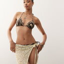 リクレイムドヴィンテージ Reclaimed Vintage バターイエローのスパンコールを施した、ヴィンテージのタイサイドビーチスカート レディース 女性 インポートブランド 小さいサイズから大きいサイズまで