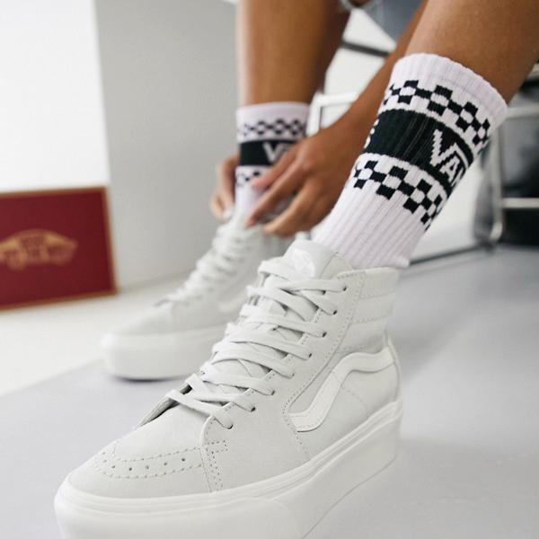 ヴァンズ Vans VANS バンズ Vans UASK8-ライトグレーのハイテーパードスタックフォームスエードトレーナー 靴 レディース 女性 インポートブランド 小さいサイズから大きいサイズまで