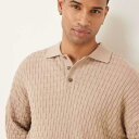エイソス ASOS asos ASOS DESIGN リラックスしたボックスフィットのテクスチャニットポロ(ベージュ) トップス メンズ 男性 インポートブランド 小さいサイズから大きいサイズまで