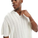 ジャックアンドジョーンズ Jack & Jones ジャック&ジョーンズのクロシェ編みスプリットネックポロ(ホワイト) トップス メンズ 男性 インポートブランド 小さいサイズから大きいサイズまで