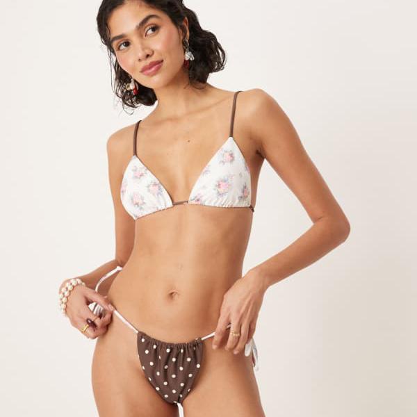 ラブ＆レモンズベイのチョコレートドット柄ビキニトップコーデ 水着 レディース 女性 インポートブランド 小さいサイズから大きいサイズまで