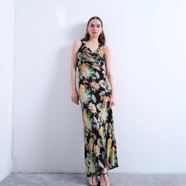 トップショップ Topshop TOPSHOP トップショップの鮮やかなヴィンテージフローラルのシームハイカウルネックマキシドレス ワンピース レディース 女性 インポートブランド 小さいサイズから大きいサイズまで