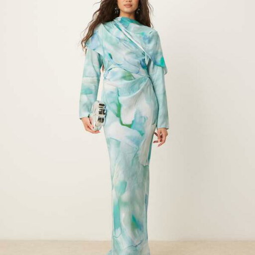 エイソス ASOS asos ASOS DESIGNのハイネック、ドレープボディス、グリーンのアブストラクトプリントのマキシドレス ワンピース レディース 女性 インポートブランド 小さいサイズから大きいサイズまで エイソス ASOS asos ASOS DESIGNのハイネック、ドレープボディス、グリーンのアブストラクトプリントのマキシドレス ワンピース レディース 女性 インポートブランド 小さいサイズから大きいサイズまで