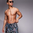 エイソス ASOS asos ASOS DESIGN ショート丈スイムショーツ(ネイビーフローラルプリント) 水着 メンズ 男性 インポートブランド 小さいサイズから大きいサイズまで