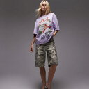 トップショップ Topshop TOPSHOP トップショップのグラフィックハイビスカスプリントオーバーサイズTシャツ(ライラック) トップス レディース 女性 インポートブランド 小さいサイズから大きいサイズまで(4)