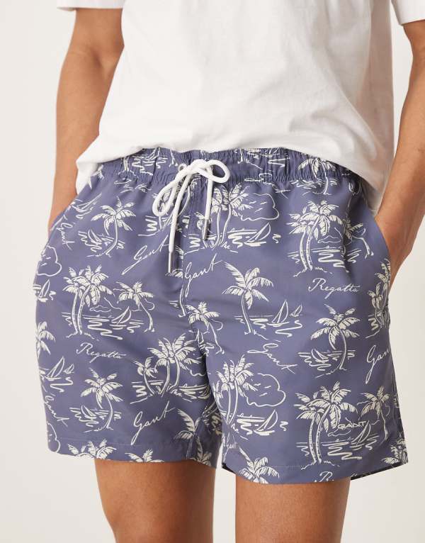 ガント Gant GANT アイランドプリントロゴ スイムショーツ（ブルー） 水着 メンズ 男性 インポートブランド 小さいサイズから大きいサイズまで