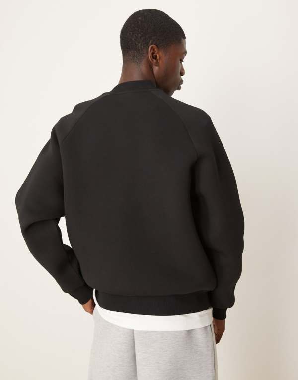 エイソス ASOS asos ASOS DESIGN オーバーサイズ ヘビーウェイト スキューバ ボンバージャケット（ブラック） アウター メンズ 男性 インポートブランド 小さいサイズから大きいサイズまで