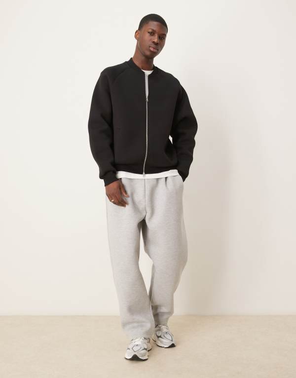 エイソス ASOS asos ASOS DESIGN オーバーサイズ ヘビーウェイト スキューバ ボンバージャケット（ブラック） アウター メンズ 男性 インポートブランド 小さいサイズから大きいサイズまで
