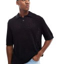 ジャックアンドジョーンズ Jack & Jones ジャック&ジョーンズの厚手クロシェポロ(ブラック) トップス メンズ 男性 インポートブランド 小さいサイズから大きいサイズまで
