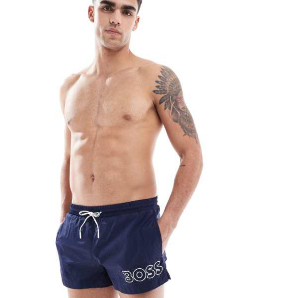 ボス ムーンアイ ロゴ スイムショーツ（ネイビー） 水着 メンズ 男性 インポートブランド 小さいサイズから大きいサイズまで