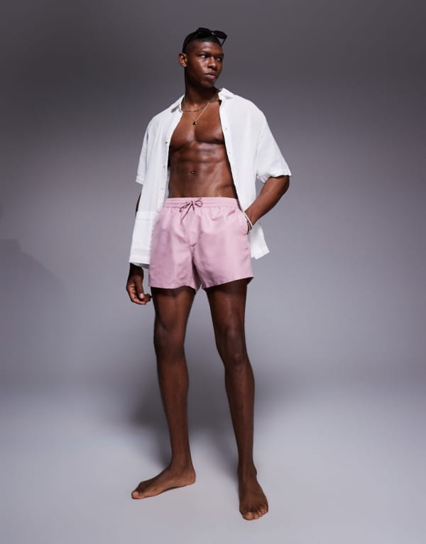 エイソス ASOS asos ASOS DESIGN ショート丈スイムショーツ（ピンク） 水着 メンズ 男性 インポートブランド 小さいサイズから大きいサイズまで