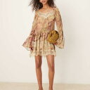 エイソス ASOS asos ASOS DESIGN 長袖 スイートハートネックライン フリル ミニドレス(花柄) トップス レディース 女性 インポートブランド 小さいサイズから大きいサイズまで