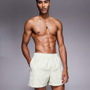 エイソス ASOS asos ASOS DESIGN ショート丈スイムショーツ(クリームストライプ) 水着 メンズ 男性 インポートブランド 小さいサイズから大きいサイズまで
