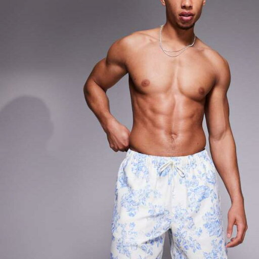 エイソス ASOS asos ASOS DESIGNのブルーの花柄プリント入りミドル丈スイムショーツ 水着 メンズ 男性 インポートブランド 小さいサイズから大きいサイズまで エイソス ASOS asos ASOS DESIGNのブルーの花柄プリント入りミドル丈スイムショーツ 水着 メンズ 男性 インポートブランド 小さいサイズから大きいサイズまで