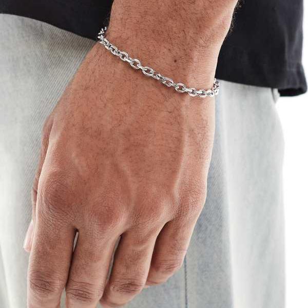 エイソス ASOS asos ASOS DESIGN 防水ステンレススチールオーバルリンクチェーンブレスレット（シルバートーン） アクセサリー メンズ 男性 インポートブランド