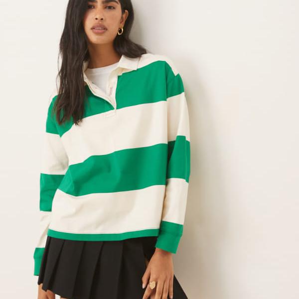 ガント Gant GANT ストライプ ラグビー ポロ スウェットシャツ（グリーン） トップス レディース 女性 ..