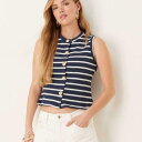 エイソス ASOS asos ASOS DESIGN ジャージーニット ウエストコート(ネイビーストライプ、シェルボタンディテール付き) トップス レディース 女性 インポートブランド 小さいサイズから大きいサイズまで