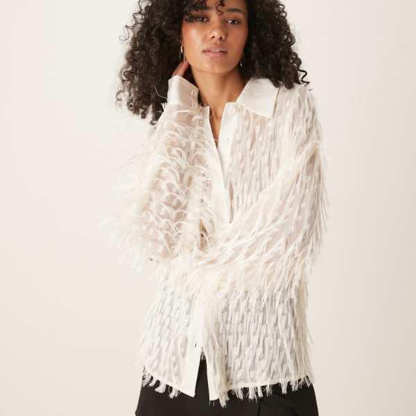 ゴスペルのテクスチャードリラックスシャツ（アイボリー） トップス レディース 女性 インポートブラン..