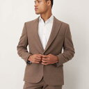 エイソス ASOS asos ASOS DESIGN スリムウールミックススーツジャケット(ブラウングレンチェック) アウター メンズ 男性 インポートブランド 小さいサイズから大きいサイズまで