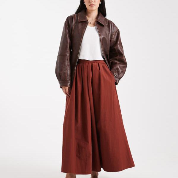 エイソス ASOS asos ASOS DESIGN ボリュームディテール ミディスカート（チョコレート） スカート レディース 女性 インポートブランド 小さいサイズから大きいサイズまで