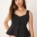 エイソス ASOS asos ASOS DESIGN スクエアネック インターロック ウエストコート(ブラック) トップス レディース 女性 インポートブランド...