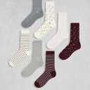 リンデックス Lindex Lindex 7足セット 花柄&ストライプ柄ソックス マルチカラー 靴下 レディース 女性 インポートブランド 小さいサイズから大きいサイズまで
