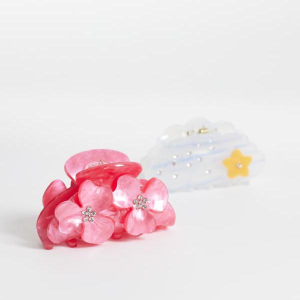 樂天商城 - ピーシーズ Pieces ピース 2パック 小さな花柄の爪クリップ ブルーとピンク アクセサリー レディース 女性 インポートブランド