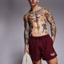 エイソス ASOS asos ASOS DESIGNのショート丈スイムショーツ(バーガンディ色) 水着 メンズ 男性 インポートブランド 小さいサイズから大きいサイズまで