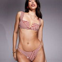 エイソス ASOS asos ASOS DESIGN フローレンス スプライス ハイレッグ ハイウエスト ビキニボトム(赤と白のストライプ) 水着 レディース 女性 インポートブランド 小さいサイズから大きいサイズまで