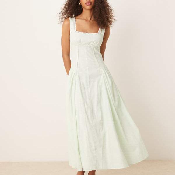エイソス ASOS asos ASOS DESIGN プレーリースクエアネック マキシドレス（ドロッ