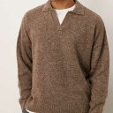 エイソス ASOS asos ASOS DESIGN スーパーオーバーサイズ ボックスフィット ノッチネック ニットポロ(ブラウンマーブル) トップス メンズ 男性 インポートブランド 小さいサイズから大きいサイズまで
