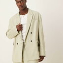 エイソス ASOS asos ASOS DESIGN リネン風ダブルブレスト スラウチオーバーサイズスーツジャケット(セージグリーン) アウター メンズ 男性 インポートブランド 小さいサイズから大きいサイズまで