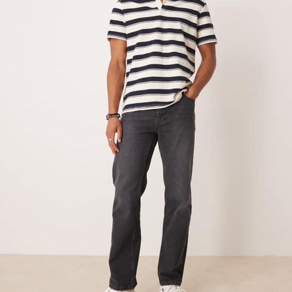 エイソス ASOS asos ASOS DESIGN ストレートレッグジーンズ（ブラックウォッシュ） パンツ ボトム メン..