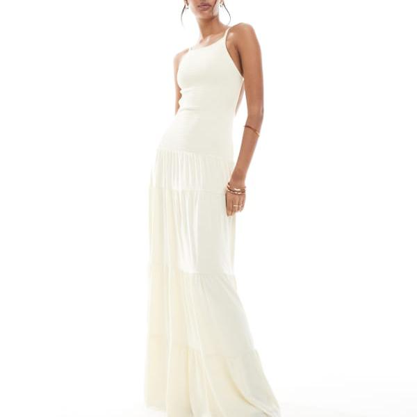 WeWoreWhat スモックドロップウエストマキシドレス（アイボリー） ワンピース レディース 女性 インポ..