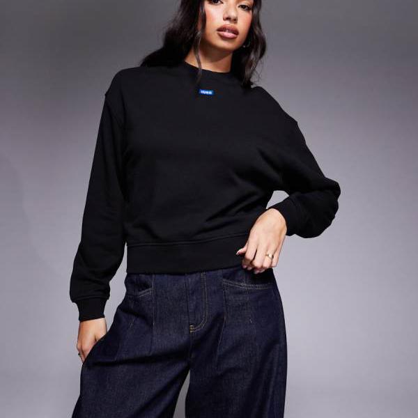 HUGO BLUE Delessa センターロゴ スウェットシャツ（ブラック） トップス レディース 女性 インポートブランド 小さいサイズから大きいサイズまで(4)