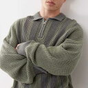 ラゲッド プリースト The Ragged Priest ラギッド・プリーストのカーキストライプのジップアップポロシャツ トップス メンズ 男性 インポートブランド 小さいサイズから大きいサイズまで