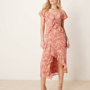 プリティーラビッシュ Pretty Lavish Pretty Lavishのラッフルジャカードミダクドレス(テラコッタ) ワンピース レディース 女性 インポートブランド 小さいサイズから大きいサイズまで
