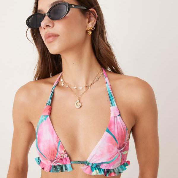 ワイルドラバーズ ハバナナイト フローラルプリント トライアングルビキニトップ（パープルマルチ） 水..