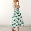 リクレイムドヴィンテージ Reclaimed Vintage フィットしたボディスとスポットプリントのフルスカートを備えた、ヴィンテージのクリーンなミディドレス ワンピース レディース 女性 インポートブランド 小さいサイズから大きいサイズまで