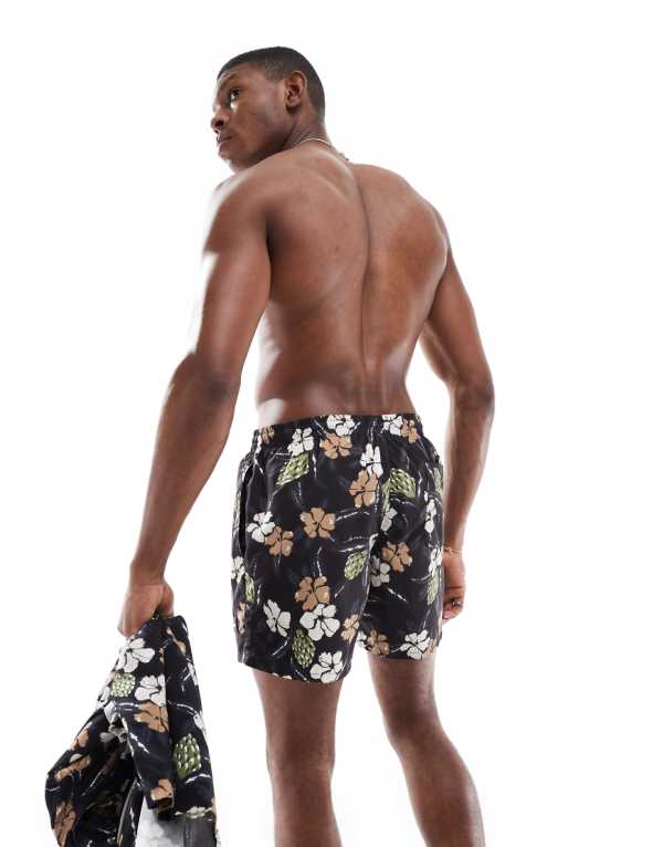 ボス コーデ フローラルプリント スイムショーツ（ブラック） 水着 メンズ 男性 インポートブランド 小さいサイズから大きいサイズまで