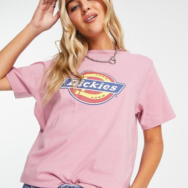 ディッキーズ Dickies Dickies Icon ロゴ T シャツ、ピンク トップス レディース 女性 インポートブランド 小さいサイズから大きいサイズまで