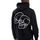 ジャックアンドジョーンズ Jack & Jones Jack & Jones のオーバーサイズ パーカー(ブラック、スカルバックプリント) トップス メンズ 男性 インポートブランド 小さいサイズから大きいサイズまで(4)
