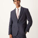 エイソス ASOS asos ASOS DESIGN ネイビーのピンストライプ柄レギュラーウールスーツジャケット アウター メンズ 男性 インポートブランド 小さいサイズから大きいサイズまで