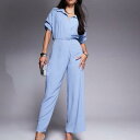 エイソス ASOS asos ASOS DESIGNのドレープカラーのワイドレッグジャンプスーツ(ブルー) オールインワン レディース 女性 インポートブランド 小さいサイズから大きいサイズまで(4)