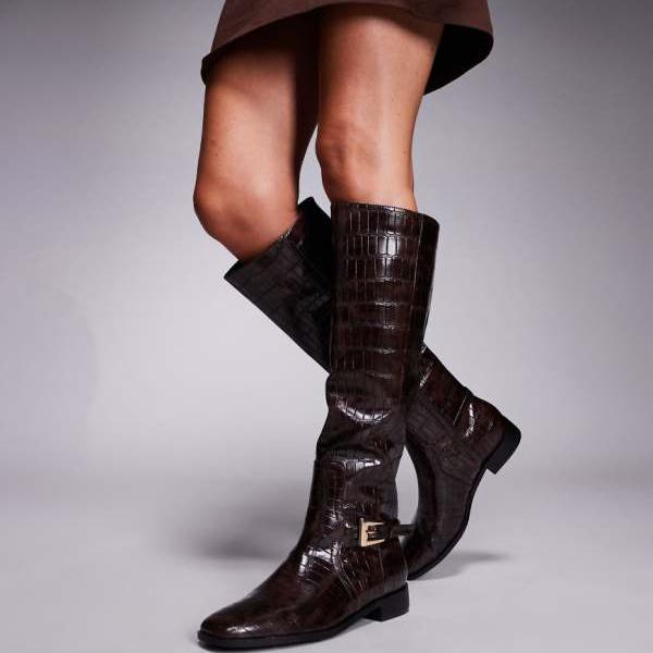 パブリックデザイア Public Desire パブリックデザイアのマッキーニーブーツ（バックル付き、ブラウンクロコダイル） 靴 レディース 女性 インポートブランド 小さいサイズから大きいサイズまで