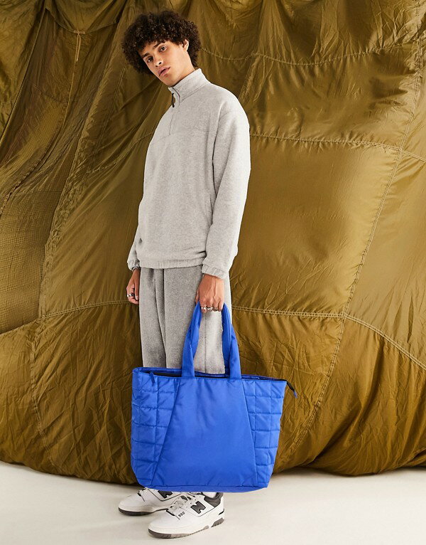 エイソス ASOS asos ASOS DESIGN 特大パッド入りコバルト トートバッグ - MBLUE バック メンズ 男性 インポートブランド