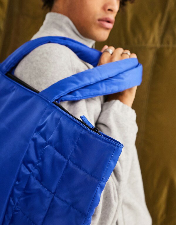 エイソス ASOS asos ASOS DESIGN 特大パッド入りコバルト トートバッグ - MBLUE バック メンズ 男性 インポートブランド