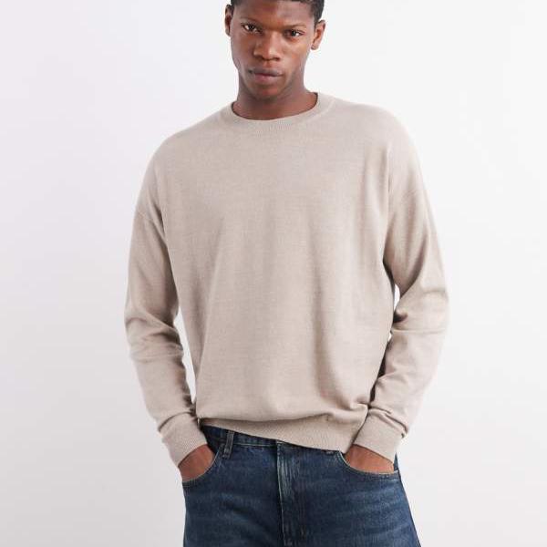 エイソス ASOS asos ASOS DESIGN リラックス感のある長袖ニットクルーネックTシャツ（ストーンマール）..