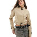 エイソス ASOS asos ASOS DESIGN クロップド丈 バックルベルト トレンチコート(ストーン) ベルト レディース 女性 インポートブランド